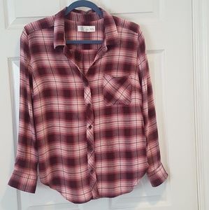 Burgundy plaid flannel shirt